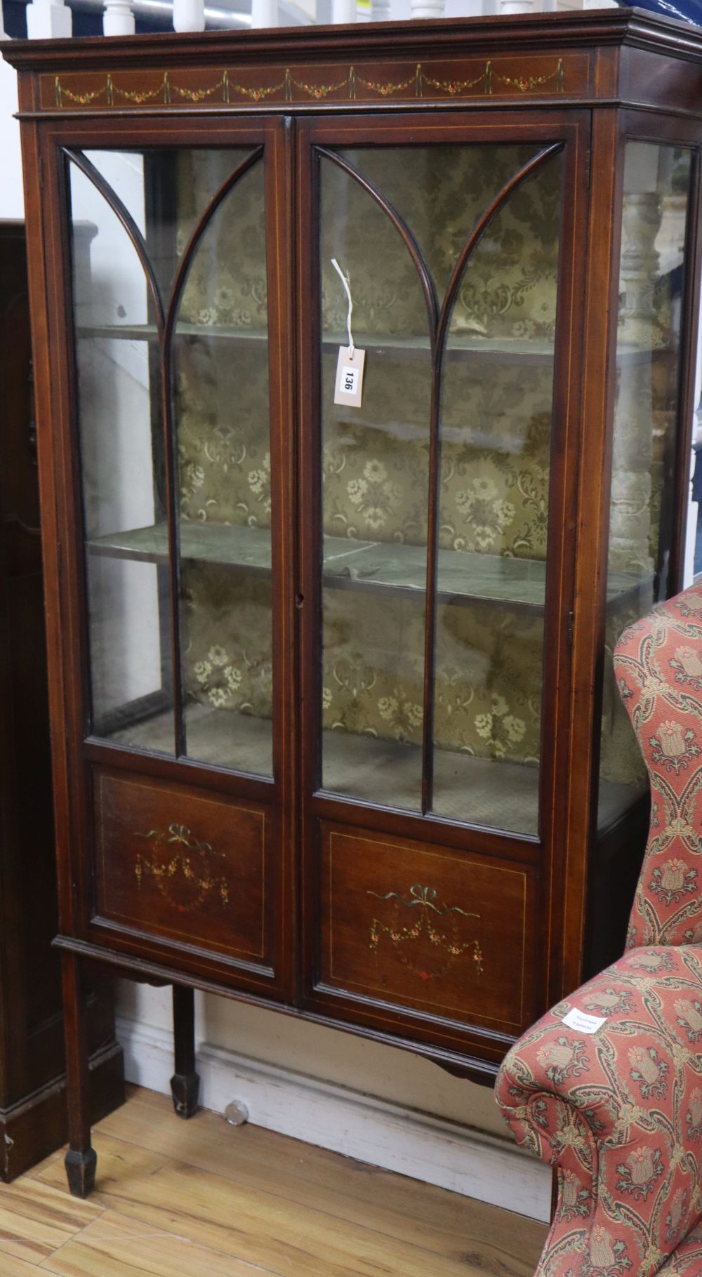 An Edwardian mahogany display cabinet, W.89cm, D.30cm, H.170cm